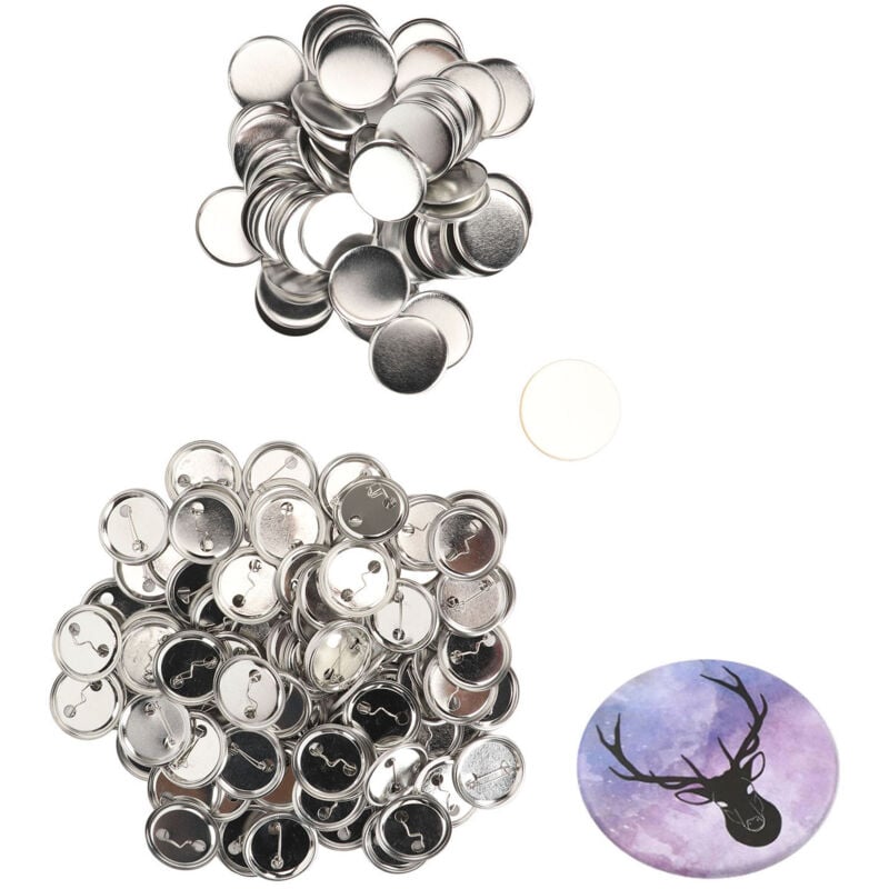 foto del prodotto lot de 100 boutons pingles en m tal robuste et plastique antirouille pour fabrication de boutons de lissage pour badges diy 44 mm