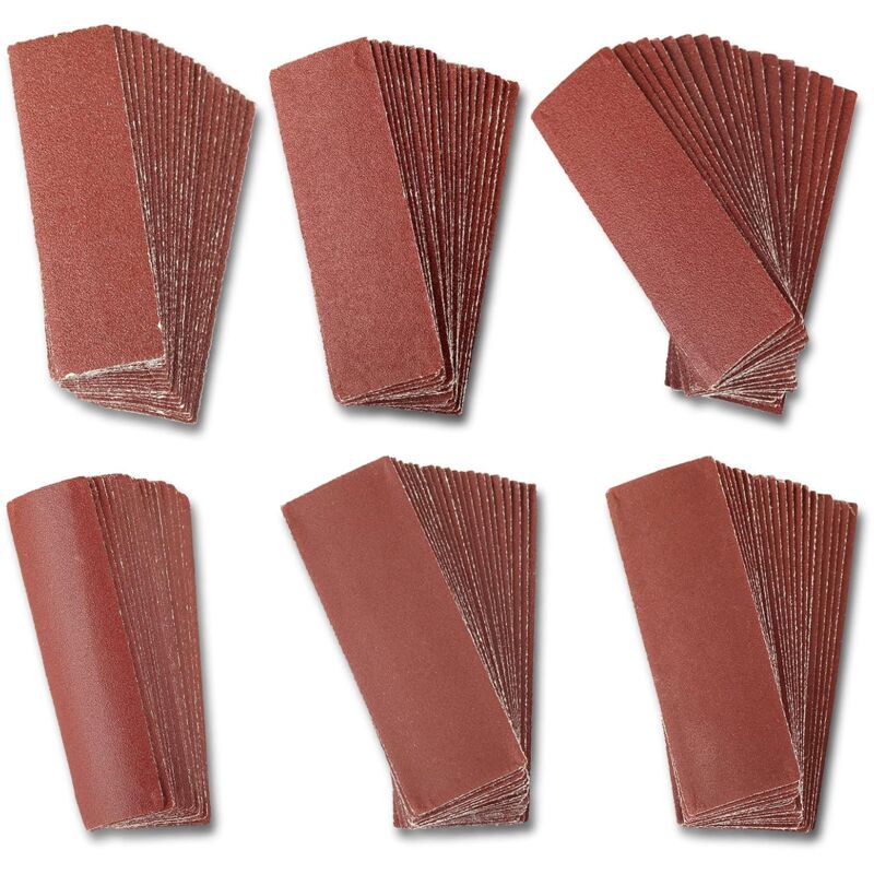 foto del prodotto lot de 120 feuilles de papier abrasif de 80, 120, 180, 240, 400, 600 pour le travail du bois, la finition, le polissage des coins, les projets de