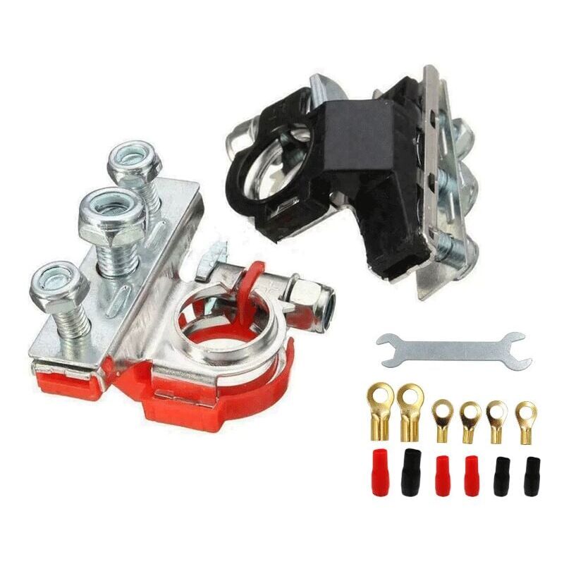 foto del prodotto lot de 2 bornes de batterie 3 connecteurs bornes de batterie 12 v bornes de batterie positif n gatif pour voiture, camionnette, caravane,
