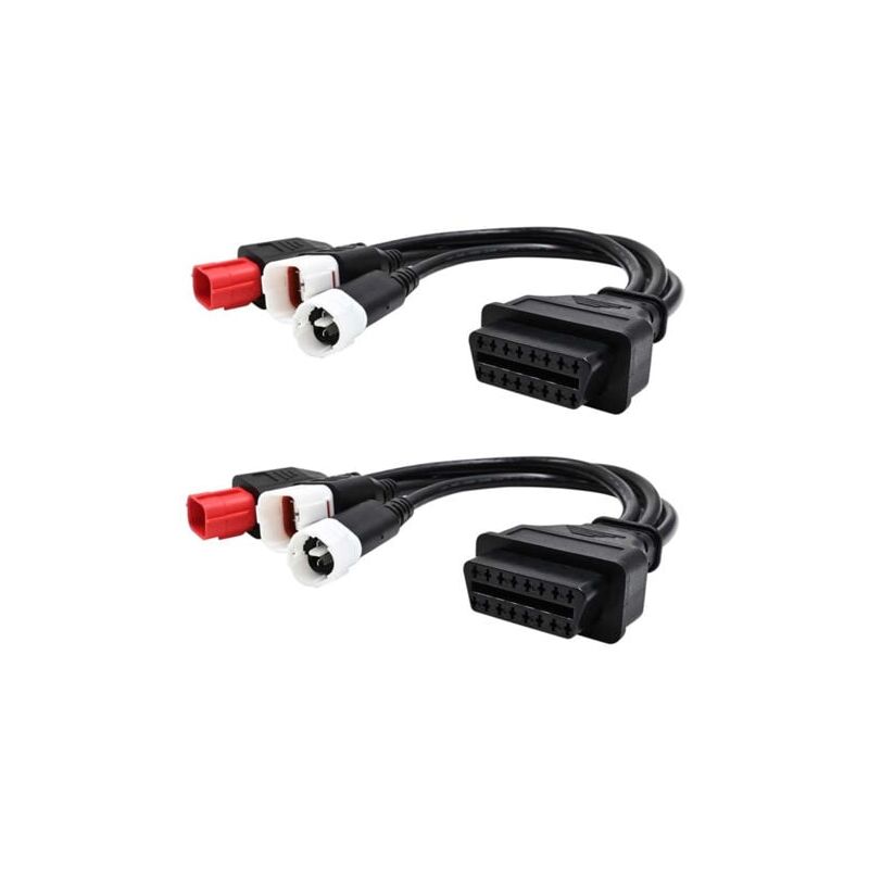 foto del prodotto lot de 2 c bles adaptateur pour scanner de moto plug and play 3 broches 4 broches pour yamaha 6 broches pour honda vers 16 broches obd 2 c ble