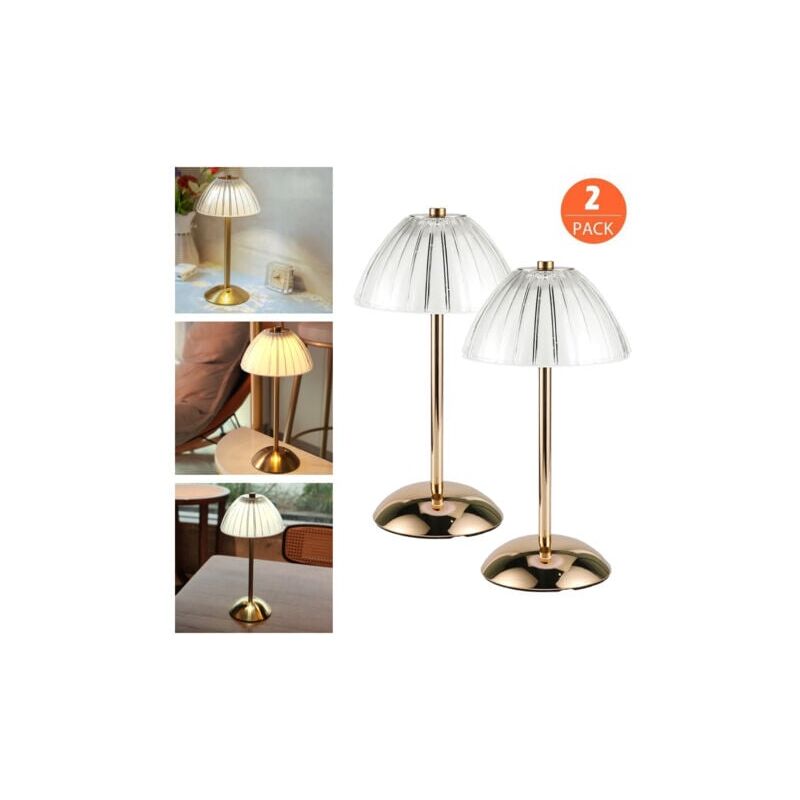 foto del prodotto lot de 2 lampe de table sans fil rechargeable moderne, lampe de chevet led tactile dimmable, lampe poser dor portable pour int rieur y ext rieur,