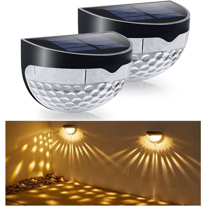 foto del prodotto lot de 2 lampes solaires pour cl ture, lampes solaires pour terrasse, clairage mural ext rieur, clairage d coratif pour marches, clairage de