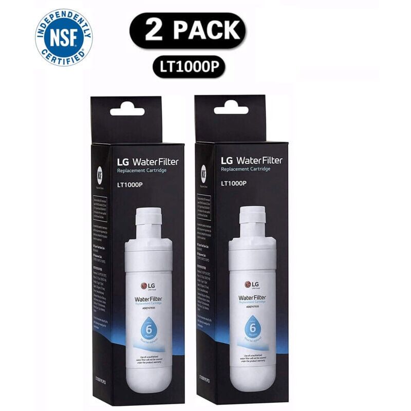 foto del prodotto lot de 2 lt1000p2 filtre eau de rechange pour r frig rateur 6 mois 200 gallons, blanc.