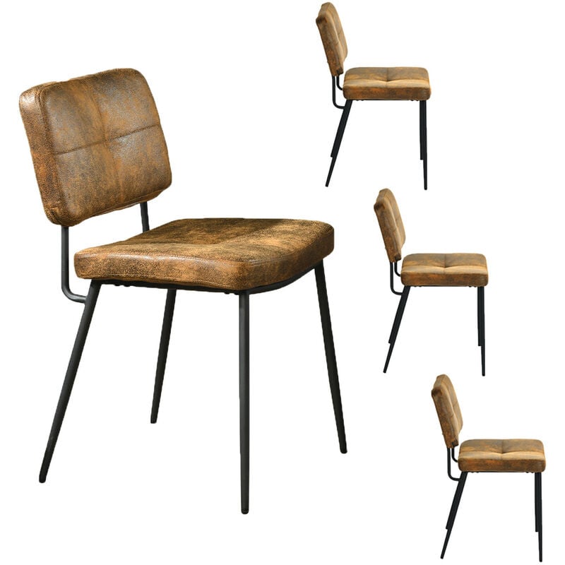 foto del prodotto lot de 4 chaises de salle manger r tro vintage avec dossier assise rembourr e en su dine pieds en m tal pour cuisine salon chambre bureau