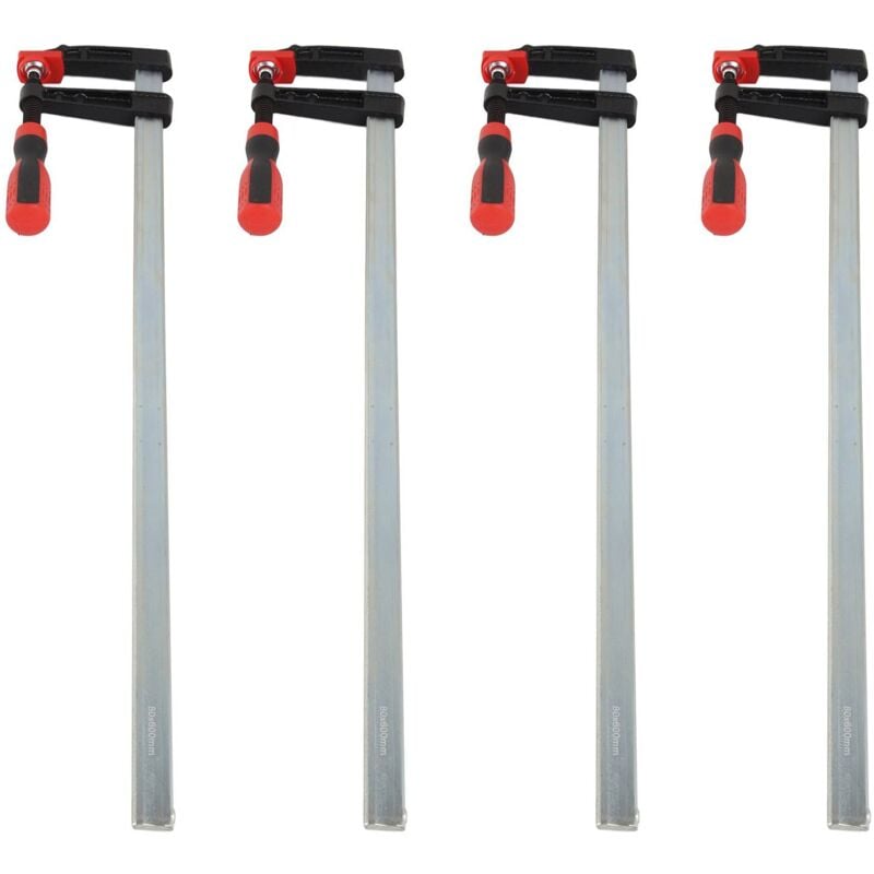 foto del prodotto lot de 4 pinces en f robustes pour barre de travail du bois, glissière rapide, kit d'outils à main de bricolage 80 x 600 mm