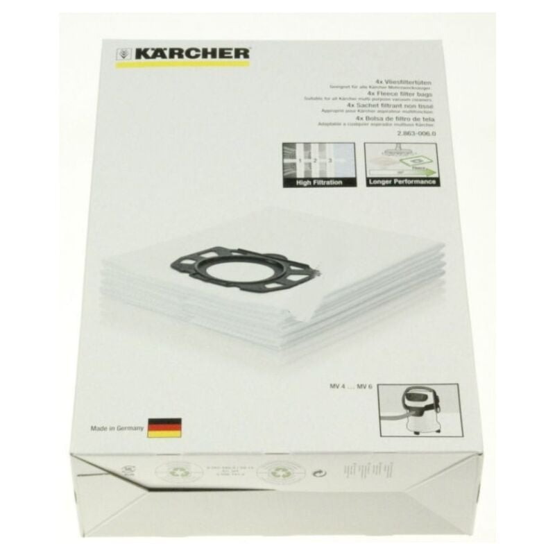 foto del prodotto lot de 4 sachets filtre ouate pour aspirateur karcher 28630060