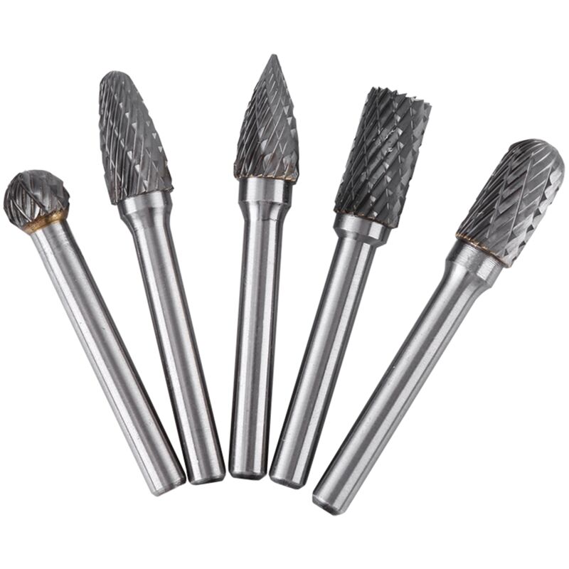 foto del prodotto lot de 5 fraises rotatives en acier au tungst ne avec tige de 6 mm et t te de 10 mm