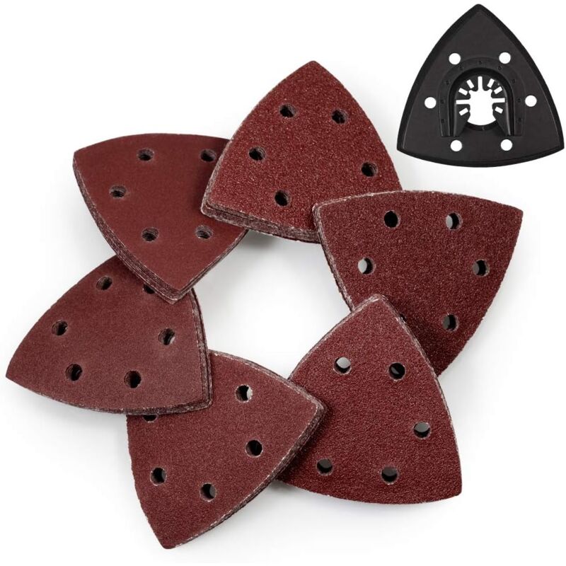 foto del prodotto lot de 61 disques de pon age triangulaires de 90 mm avec crochet et boucle en abs grain 40 60 80 100 120 240