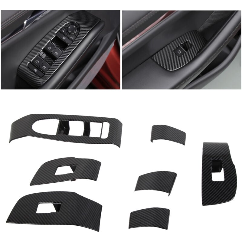 foto del prodotto lot de 7 couvercles de panneau d'interrupteur de porte et de fen tre en fibre de carbone de remplacement pour mazda 3 hatchback 3 sedan cx-30