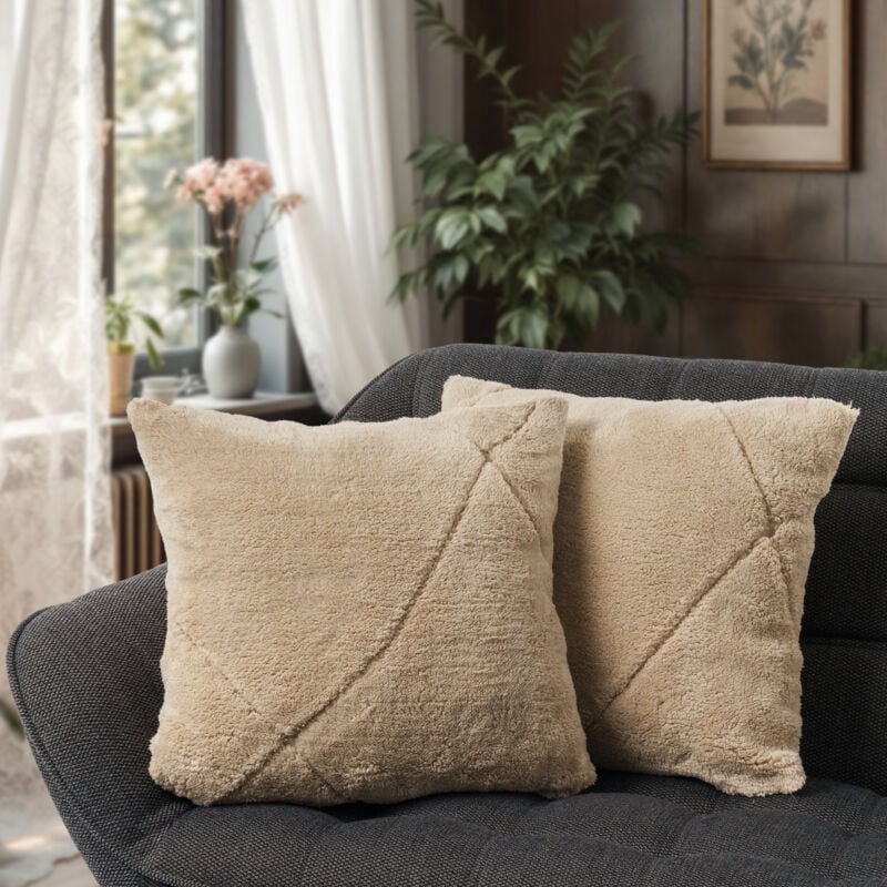 foto del prodotto lote de 2 fundas de coj n decorativa funda de coj n decorativa de sof skandi beige, 2pcs set paco home