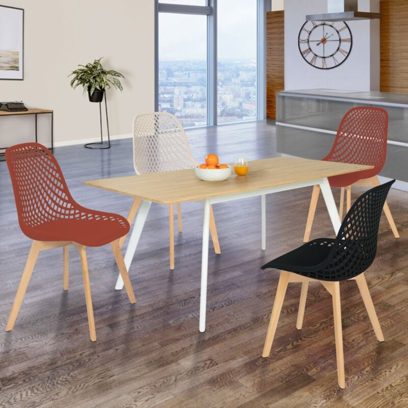 foto del prodotto lote de 4 sillas mixtas mandy negro, terracota x2, beige