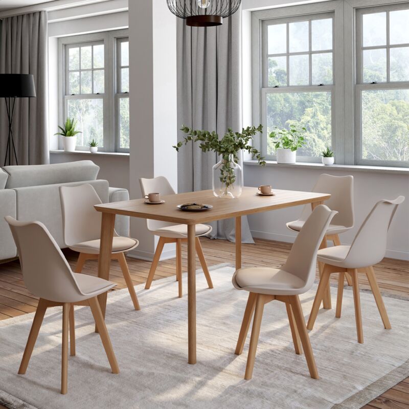 foto del prodotto lote de 6 sillas de comedor escandinavas sara beige