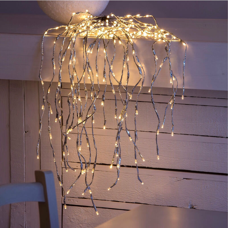 foto del prodotto lotti cascata di luci con microled bianco caldo per esterno decorazione natalizie