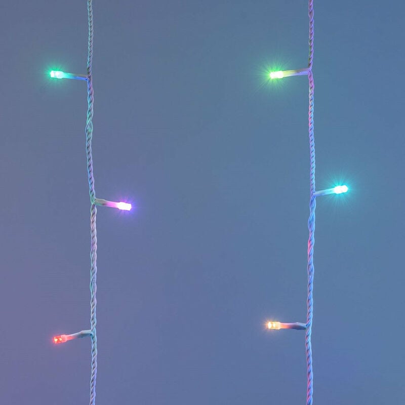 foto del prodotto lotti cascata luminosa stalattite crazy rgb con 180 led multicolor ad effetto flash per esterno