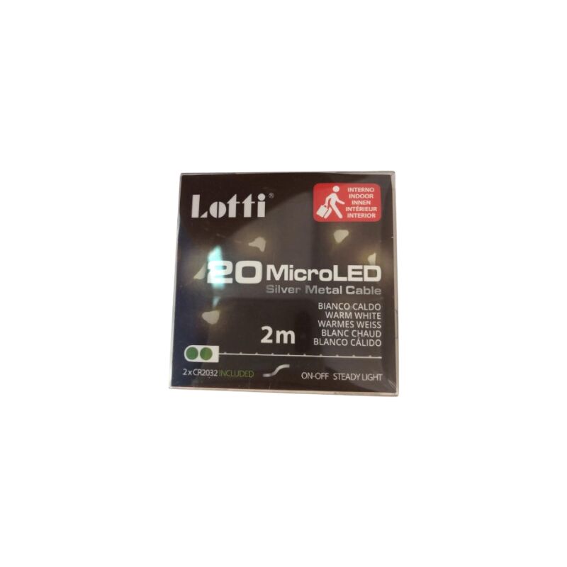 foto del prodotto lotti catena 20 microled bianco caldo cavo metal argento importex