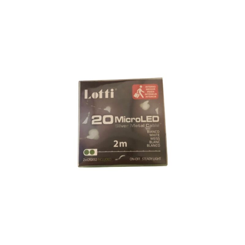 foto del prodotto lotti catena 20 microled bianco cavo metal argento importex
