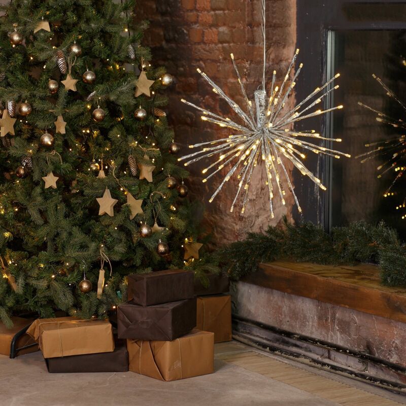 foto del prodotto lotti importex - ramo sferico 'twigball' decorazione natalizia per esterno con led effetto flash -160 led - 45 cm luce calda