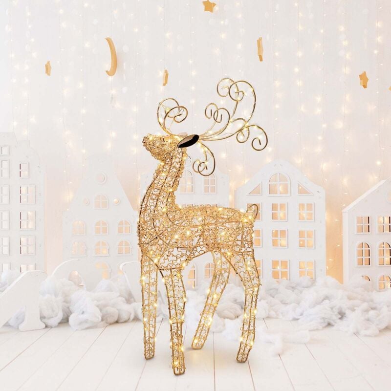 foto del prodotto lotti importex - renna tridimensionale luminosa decorazione natalizia filo di rame con micro led luce calda addobbo natale