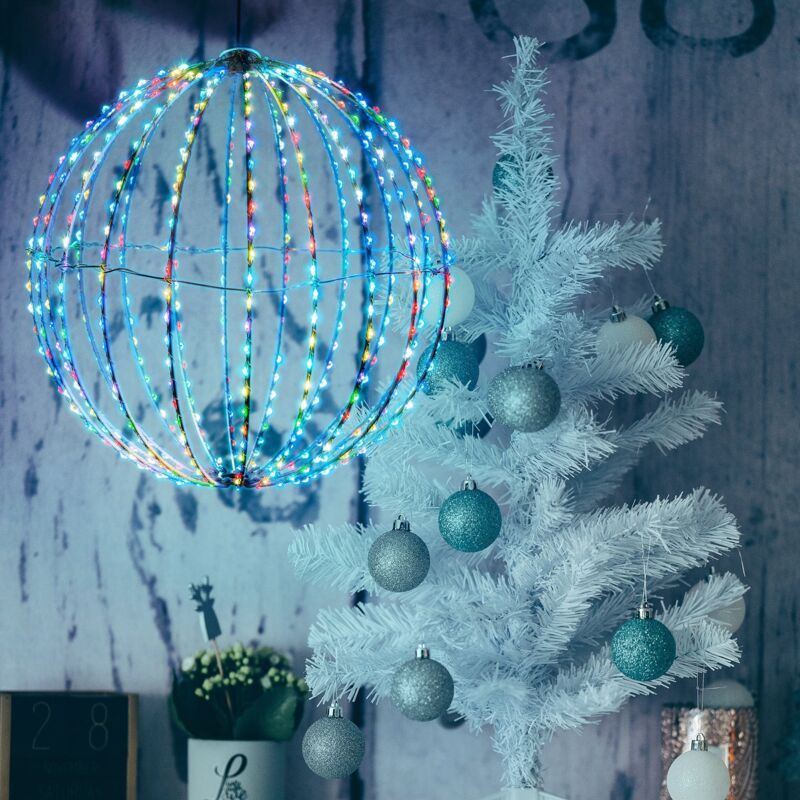 foto del prodotto lotti importex sfera 3d luminosa con micro led a luce rgb multicolore da appendere per interno ed esterno 30 cm