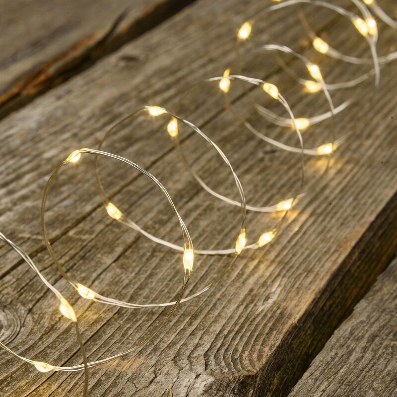 foto del prodotto lotti luci di natale catena con micro led e filo in metallo a batteria per interno luce calda 100 micro led 9.9 mt