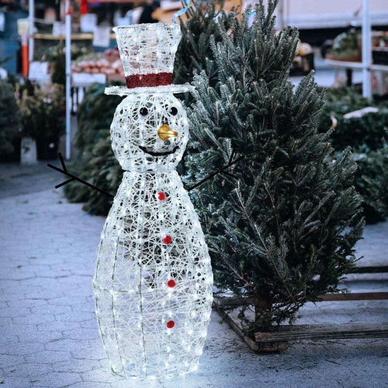 foto del prodotto lotti pupazzo di neve 3d luminoso in acrilico con led bianco, decorazione per interno ed esterno 70 cm luce fredda