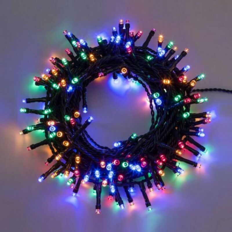 foto del prodotto lotti stringa catena 40 mt serie 1000 luci di natale a led 5 mm reflex multicolore rgb con 8 giochi di luce e memoria cavo verde per esterno