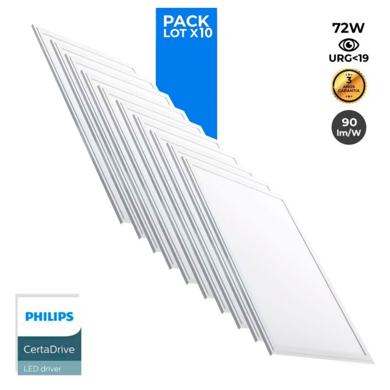 foto del prodotto lotto 10 pannello led slim 120x60cm driver philips 72w ugr19 bianco neutro
