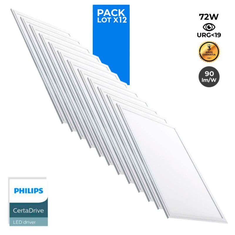 foto del prodotto lotto 12 pannello led slim 120x60cm driver philips 72w ugr19 bianco neutro