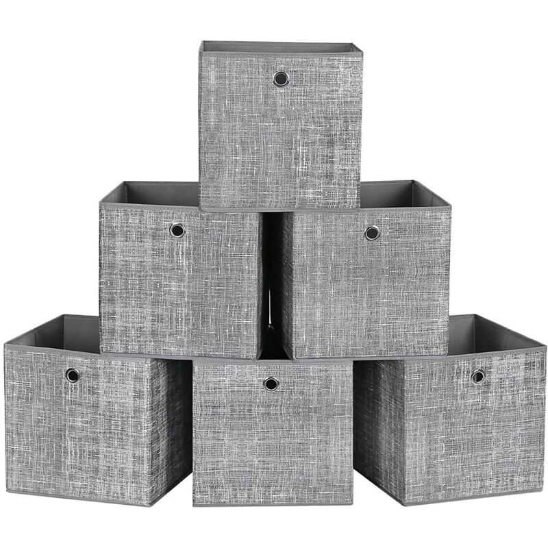 foto del prodotto lotto 6 cubi pieghevoli grigio in tessuto non tessuto 30x30x30 cm