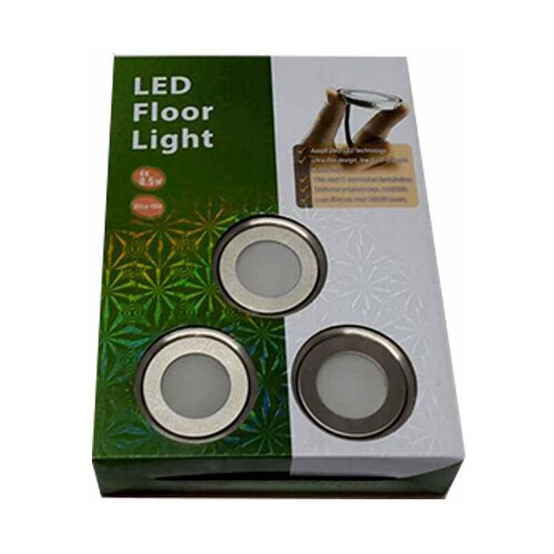 foto del prodotto lotto 6 faretti da incasso a pavimento led rgb 58x9mm 0,5w 12v dc