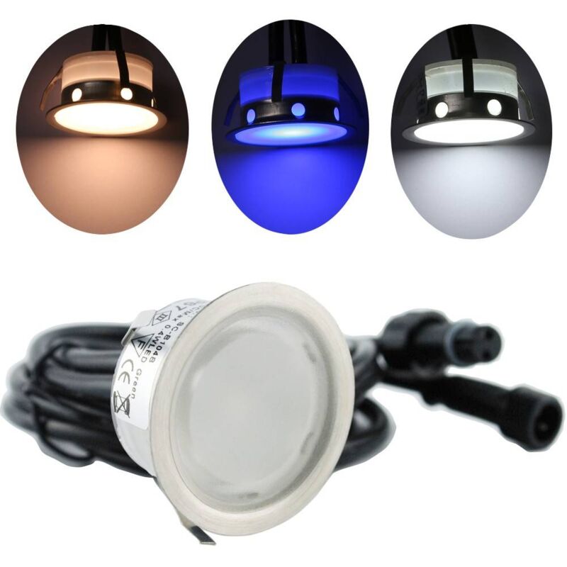 foto del prodotto lotto 6 faretti led da incasso 40x20mm 0,4w 12v dc ip67 bianco caldo