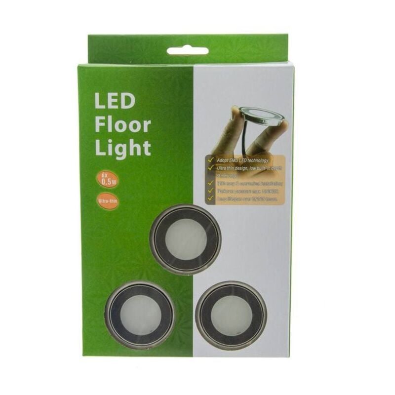 foto del prodotto lotto 6 faretti led da incasso 58x9mm 0,5w 12v dc ip67