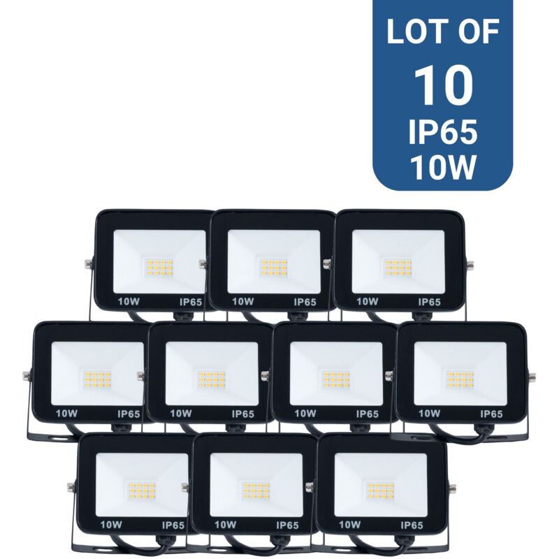 foto del prodotto lotto da 10 proiettori led da esterno 10w 95lm w ip65 bianco neutro