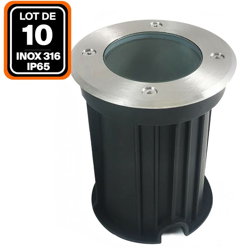 foto del prodotto lotto di 10. apparecchio da incasso per esterni gu10 faretto da incasso a pavimento. resistente alla corrosione, sale e cloro