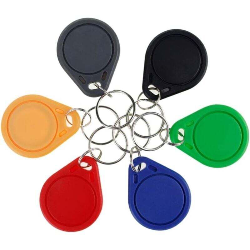 foto del prodotto lotto di 10 badge rfid 13,56 mhz programmabili mct android uid modificabile chip cuid nero rapanda