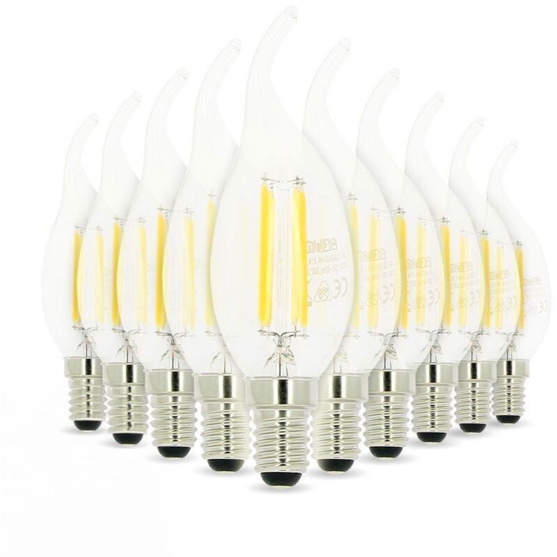 foto del prodotto lotto di 10 lampadine a fiamma a filamento e14 da 4w