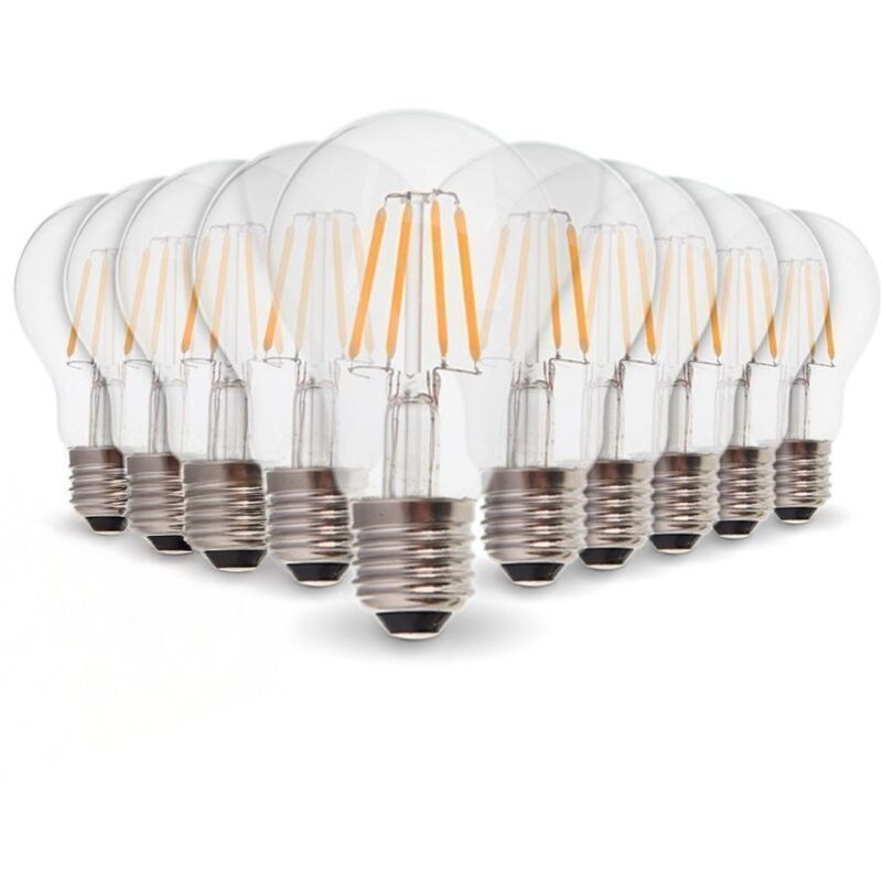 foto del prodotto lotto di 10 lampadine a led e27 6w filamento eq. 54w bianco caldo 2700k