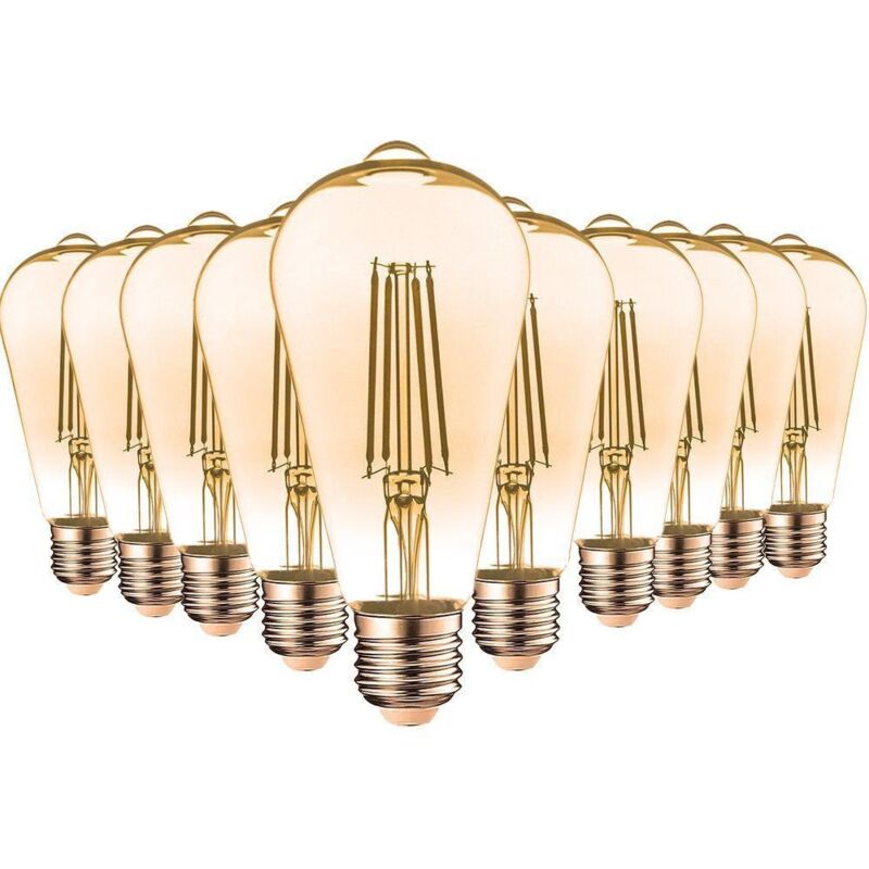 foto del prodotto lotto di 10 lampadine led e27 7w st64 2200k tipo edison temp rature de couleur bianco caldo 2200k