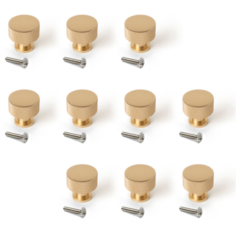 foto del prodotto lotto di 10 pomoli per mobili argos, diametro 30mm, alluminio, oro emuca