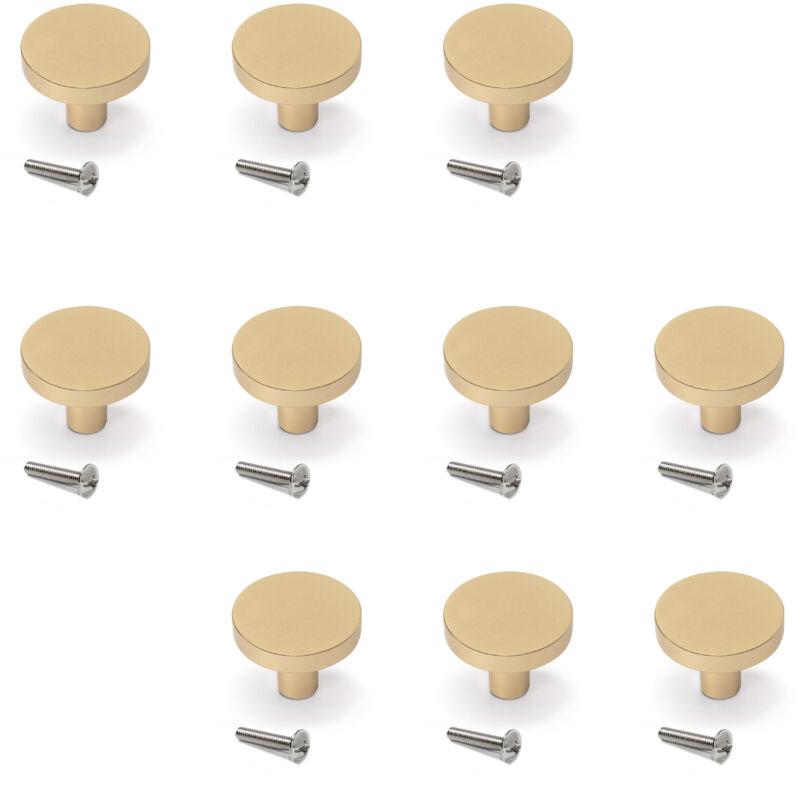 foto del prodotto lotto di 10 pomoli per mobili uppsala, diametro 30mm, alluminio, oro emuca