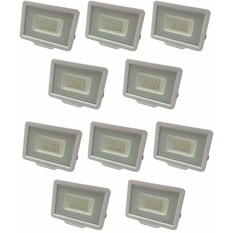 foto del prodotto lotto di 10 proiettori a led bianchi 20w 100w impermeabile ip65 1600lm bianco caldo 2700k