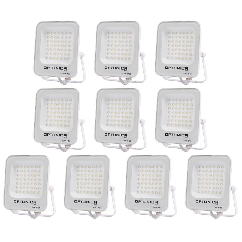 foto del prodotto lotto di 10 proiettori led 30w impermeabile bianco ip65 2700lm 160w giorno bianco 6000k