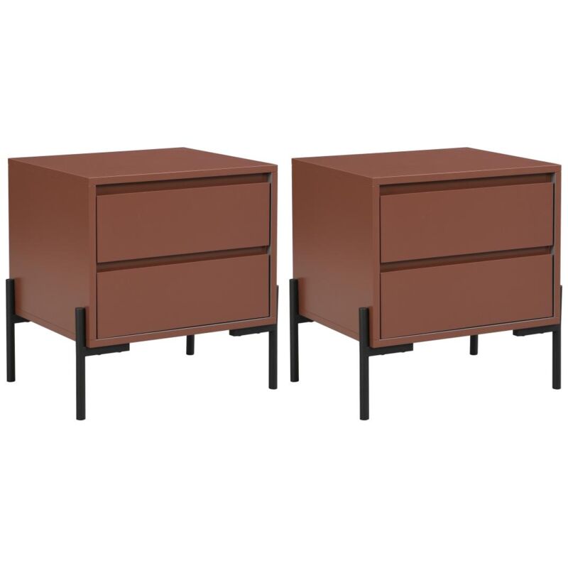 foto del prodotto lotto di 2 comodini 2 cassetti mdf e metallo terracotta e nero korasa di pascal morabito