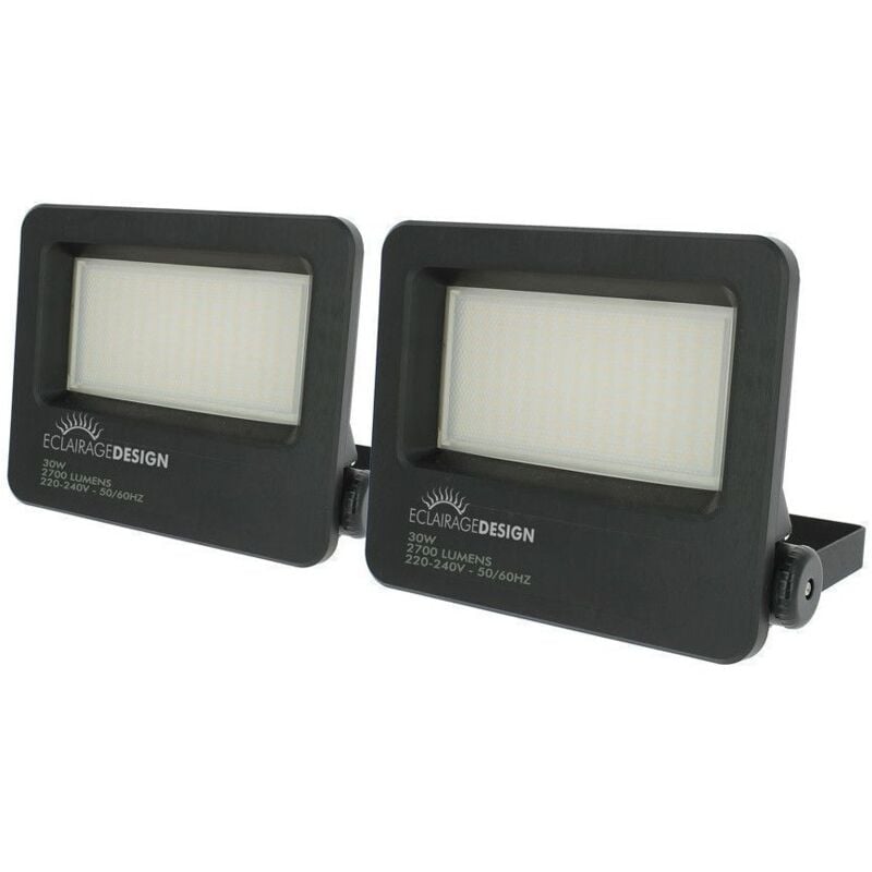 foto del prodotto lotto di 2 faretti led da esterno 30w alta luminosit 2700 lumen di ip65 temp rature de couleur bianco neutro 4000k