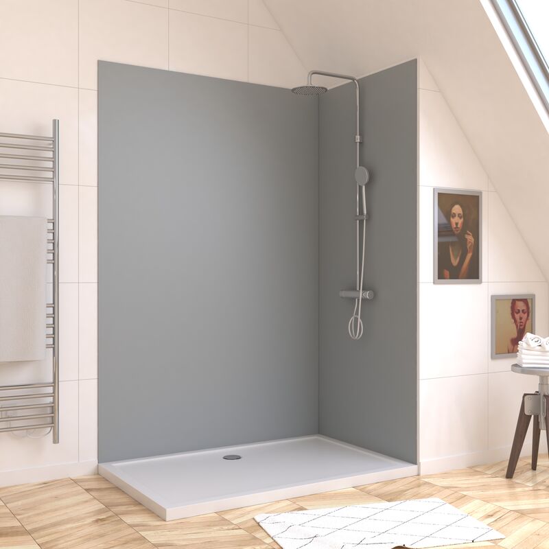 foto del prodotto lotto di 2 pannelli murali per bagno in alluminio silver 90 y 120x210cm wall it
