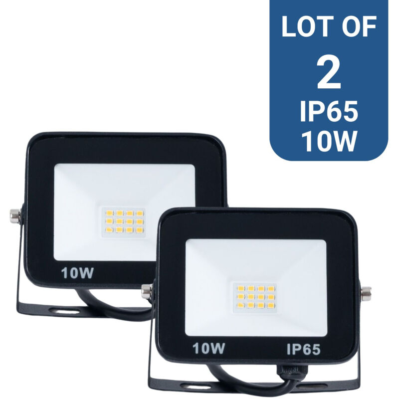 foto del prodotto lotto di 2 proiettori led da esterno 10w 95lm w ip65 bianco neutro