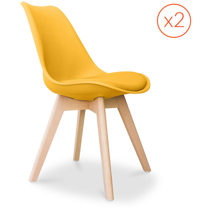 foto del prodotto lotto di 2 sedie denisse design scandinavo giallo