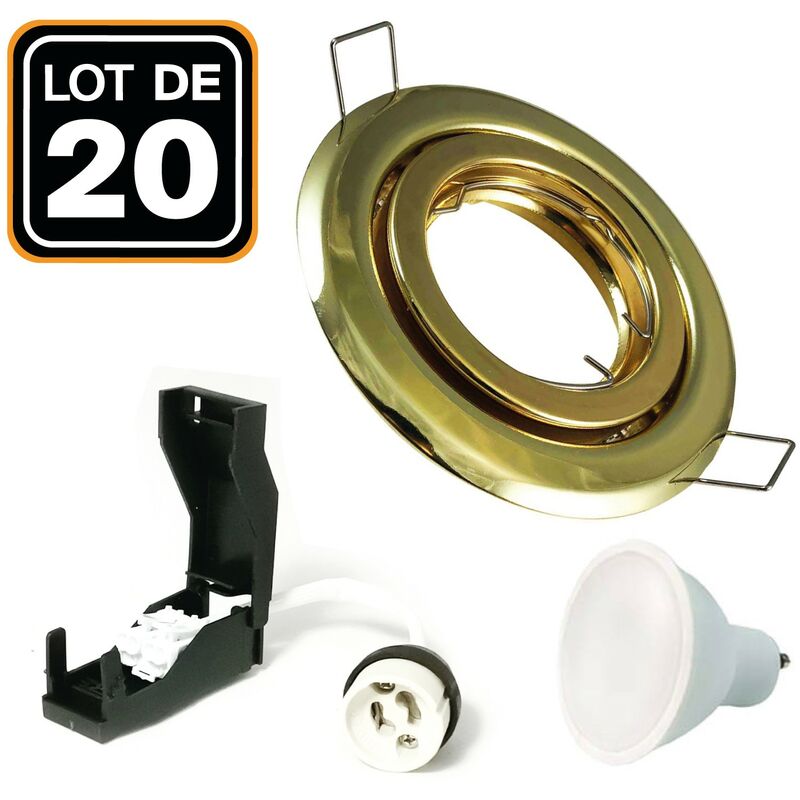 foto del prodotto lotto di 20. illuminazione da incasso per interni 5w 6000k luce fredda. gu10 led anello da incasso regolabile e inclinabile lampadina led 