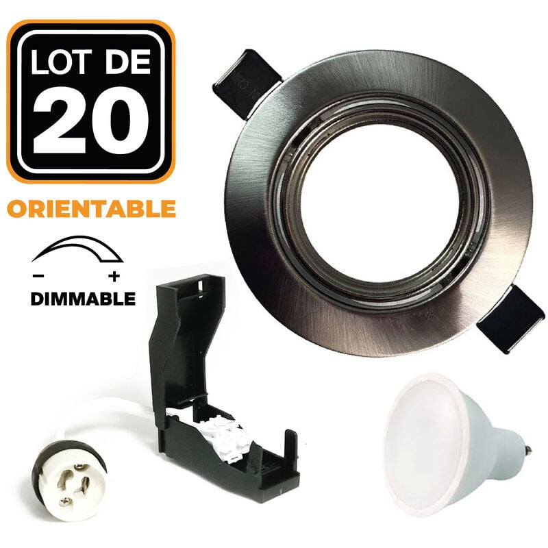 foto del prodotto lotto di 20. illuminazione da incasso per interni 6w 3000k luce calda. gu10 led intensit regolabile. anello da incasso regolabile e inclinabile 