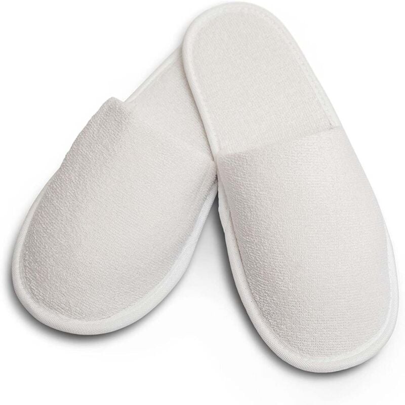 foto del prodotto lotto di 20 paia di bianco monouso con spugna di pantofola scarpe chiuse per spa, hotel, spa, piscina...